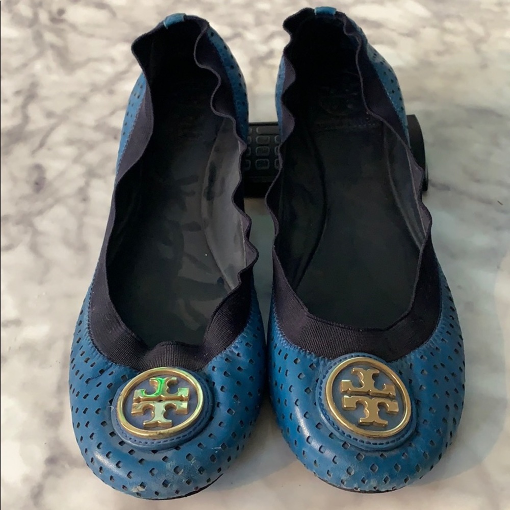 Tory Burch blue ballerina flat slip on shoe 8